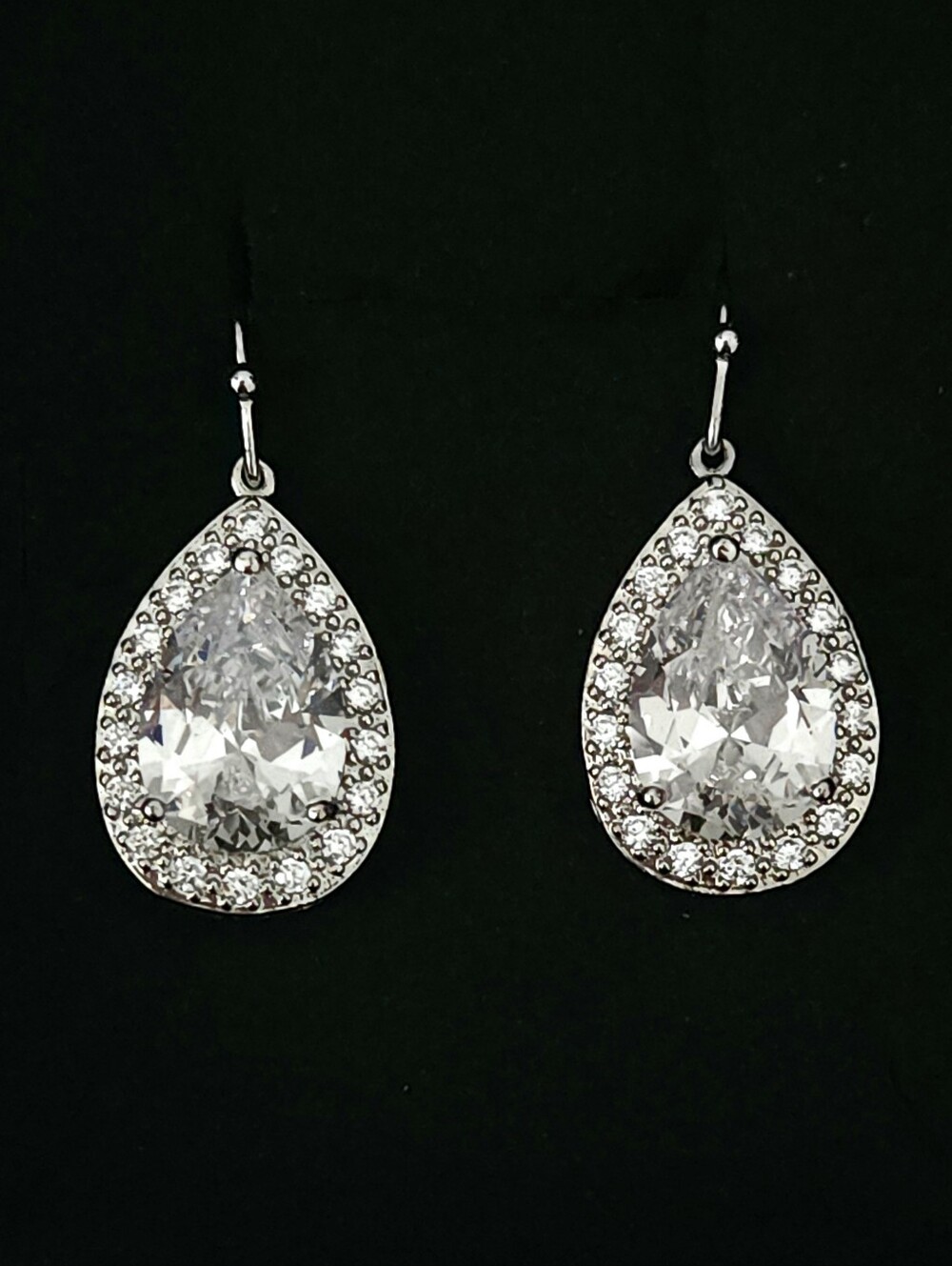 Crystal Teardrop Dangle Earrings in Silver